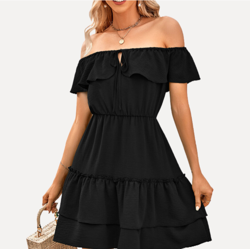 Black Graduation Dresses Off Shoulder Dresses Ruffled