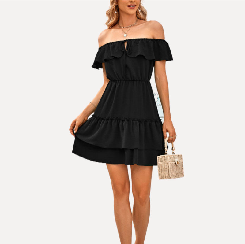 Black Graduation Dresses Off Shoulder Dresses Ruffled