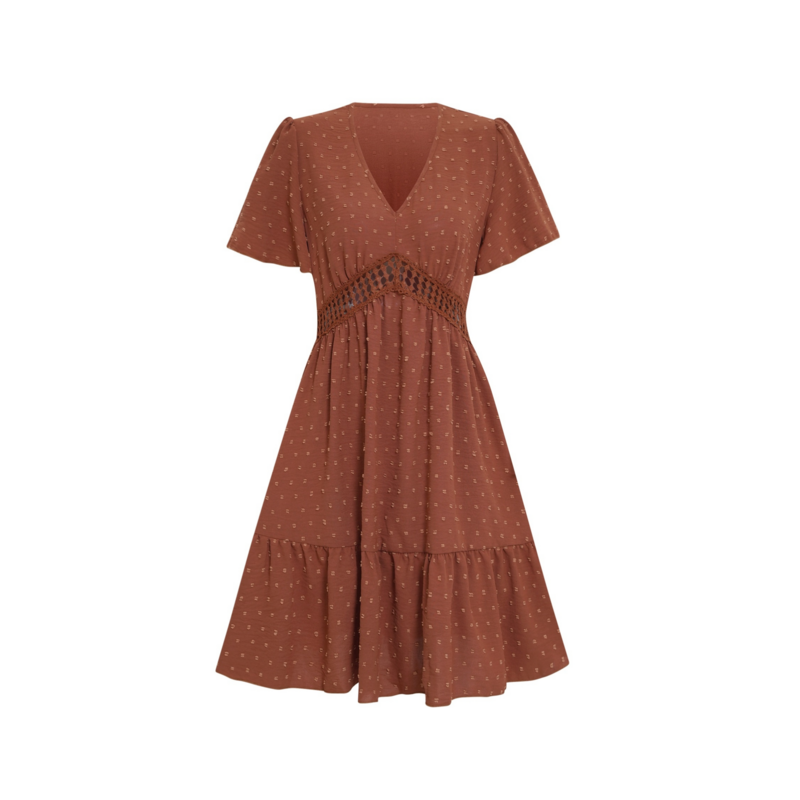 Elegant Brunch Dresses with Short Sleeve and V Neck