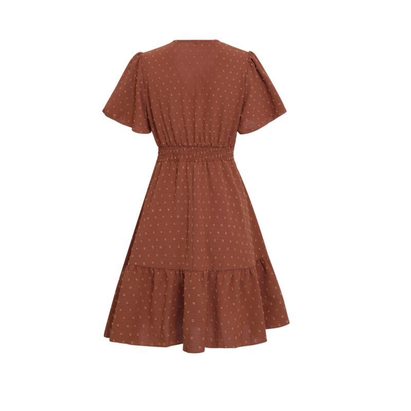 Elegant Brunch Dresses with Short Sleeve and V Neck