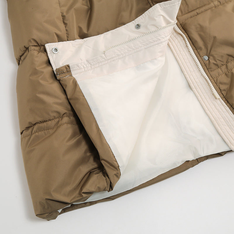 Womens Winter Coats Padding Jacket with Faux Fur Collar in Brown