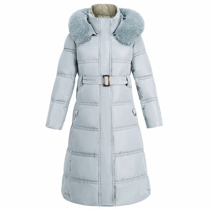 Womens Winter Coats Padding Jacket with Faux Fur Collar in L.Blue