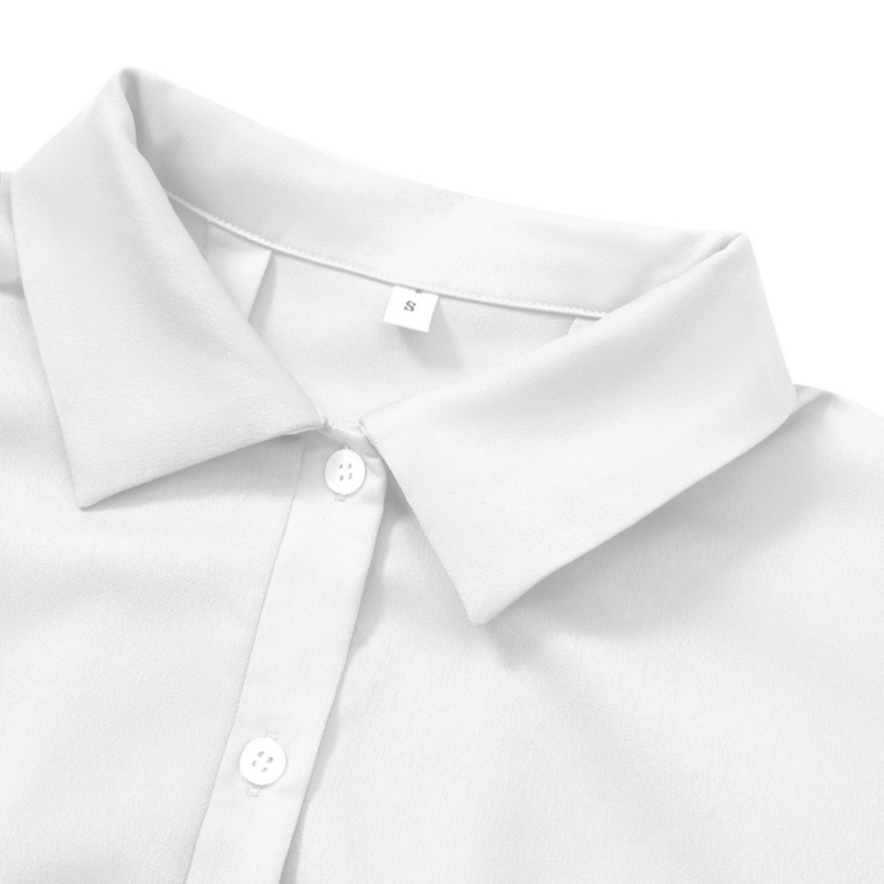 Button Up Shirt Short Sleeve White Blouse