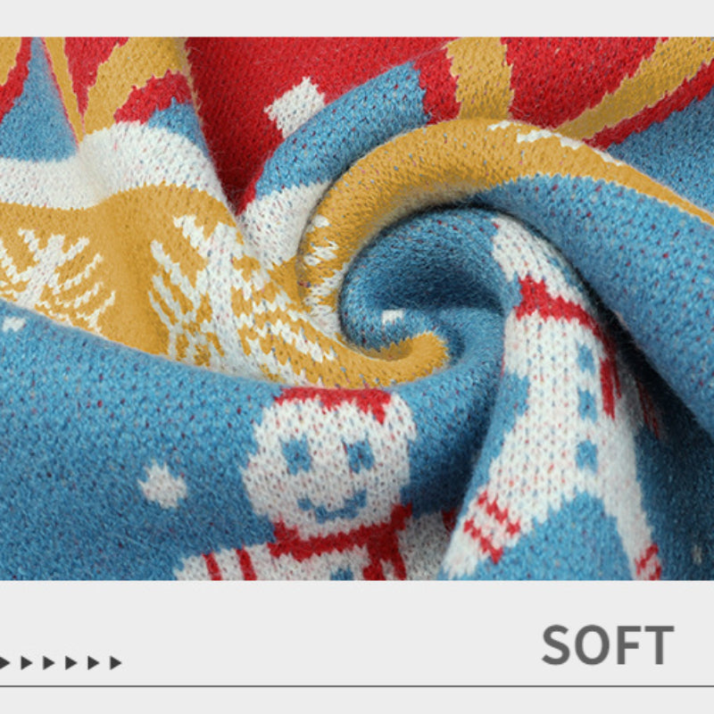 Ugly Christmas Sweater Knit Pullover Snowmen Print Red Sweater