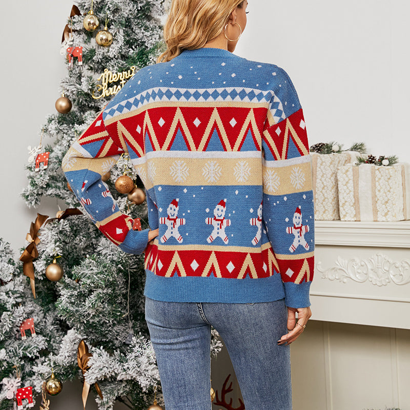 Christmas Pullover Snowmen Print Regular Ugly Christmas Sweater