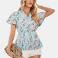 Floral Print Blouse with Ruffle Collar