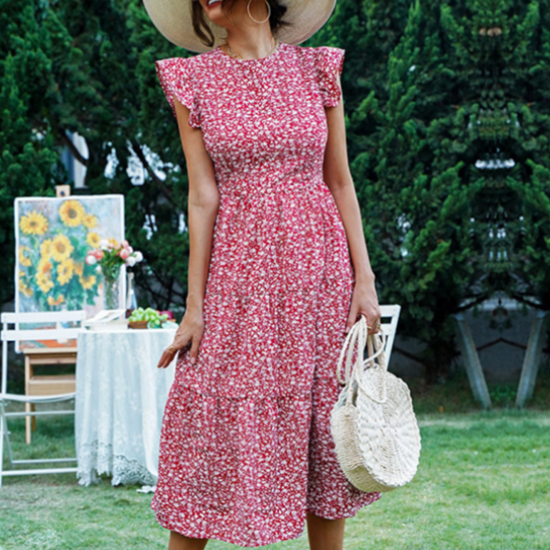 Blue Floral Midi Dress