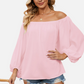 Pink Off Shoulder Blouse Chiffon Blouse with Long Sleeve