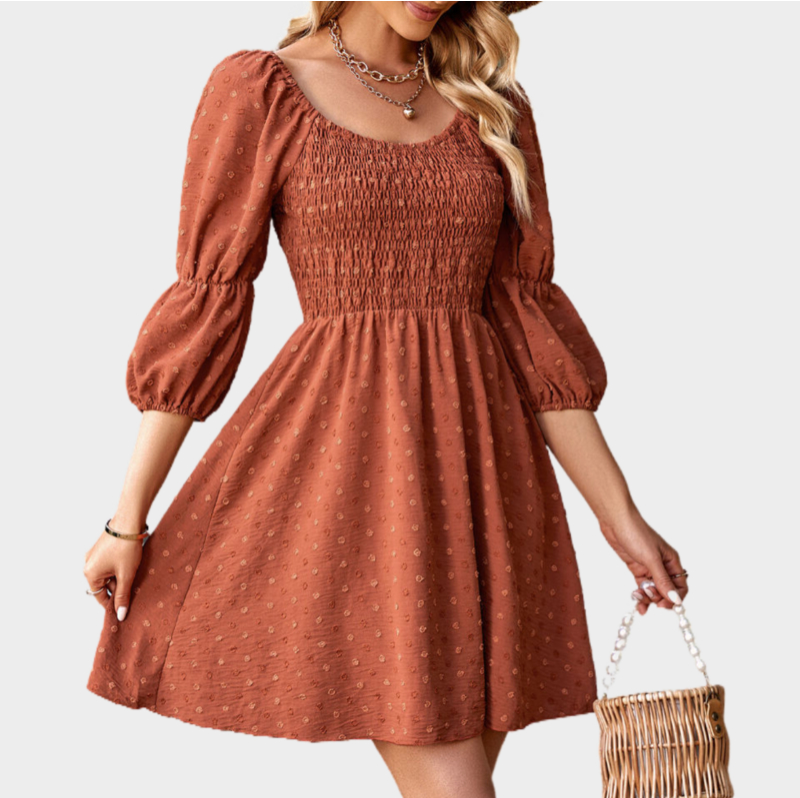 A Line Dresses Puff Sleeve Chiffon Dress REENOVY A Line Dresses Puff Sleeve Chiffon Dress REENOVY