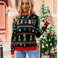 Ugly Christmas Sweater Long Sleeve Christmas Tree with Shiny Sequins