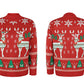 Ugly Christmas Sweater Knitted Pullover Red Christmas Elk Deer Print
