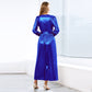 Women's Sparkly Metallic Dress Xmas Party Dress V-neck Maxi in Blue Shiny