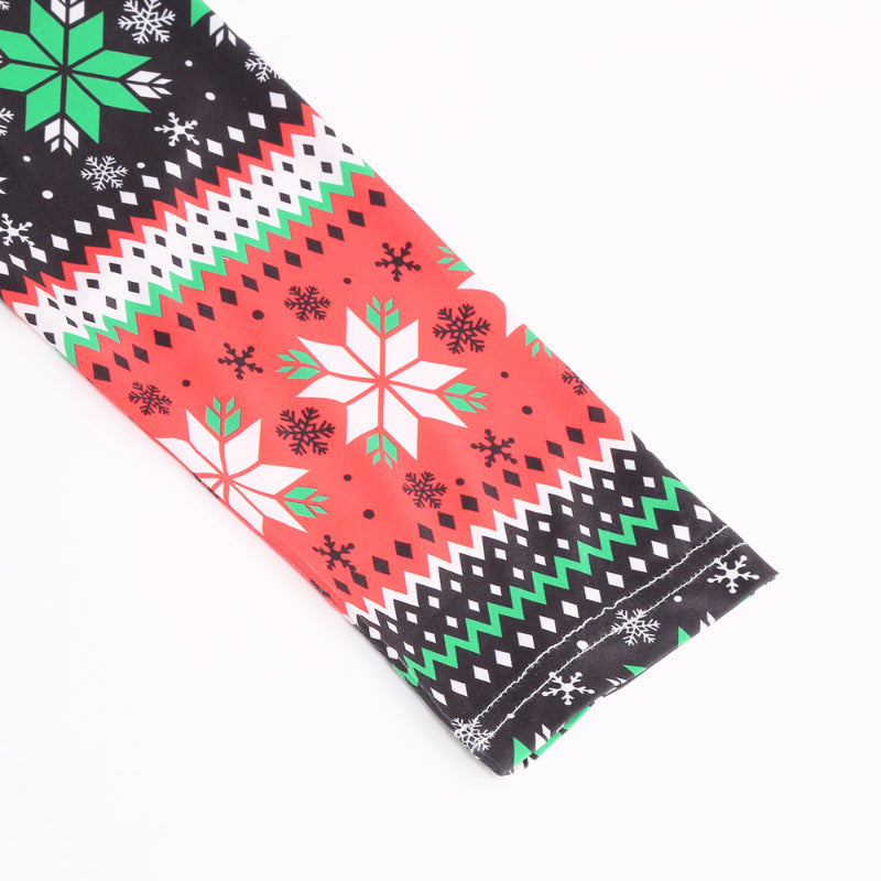 Christmas Dresses for Women Long Sleeve V-neck Long Waist Tie Dress Snow Print