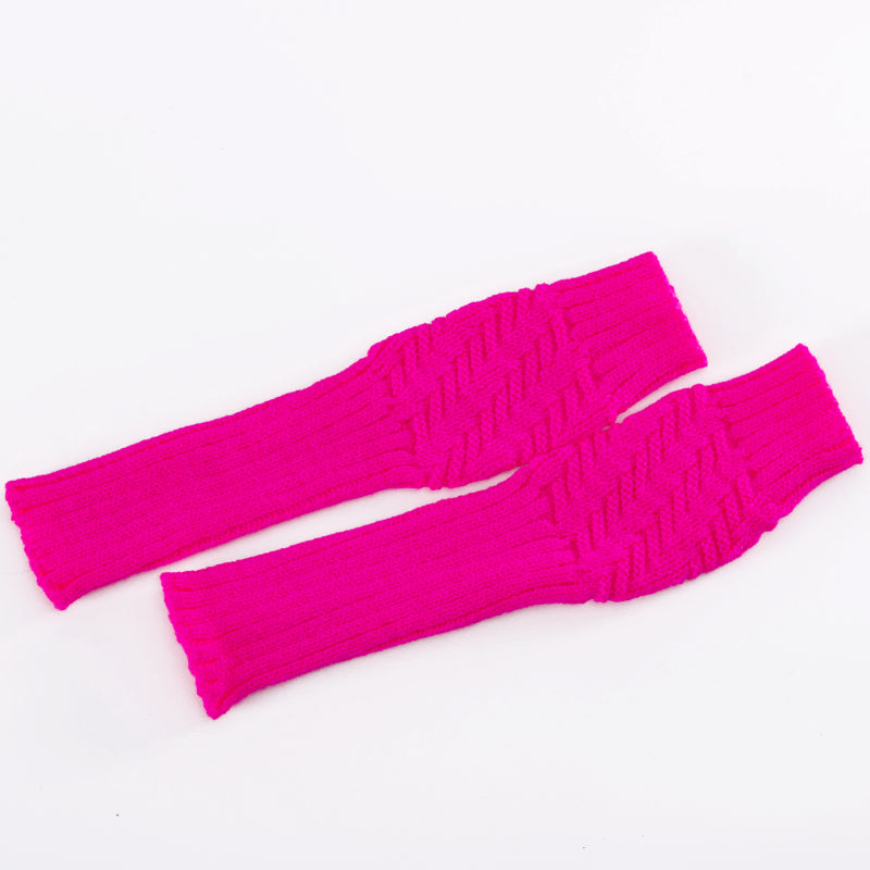 Hot Pink Long Fingerless Gloves Fashion