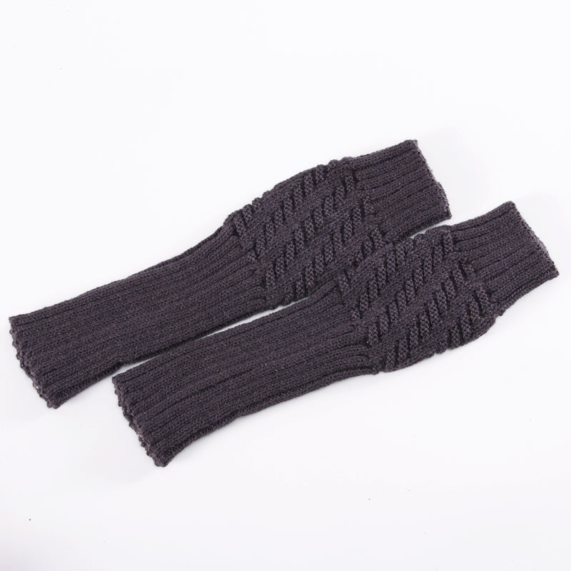 Long Fingerless Gloves Fashion Aztec Crochet Pattern in Dark Grey