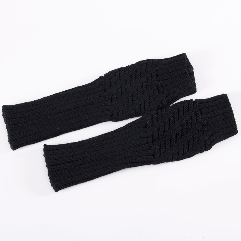 Black Long Fingerless Gloves Fashion Aztec Crochet Pattern