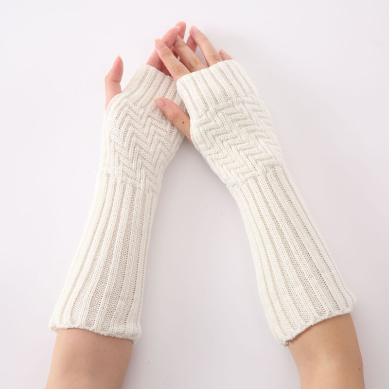 Long Fingerless Gloves White Fashion Aztec Crochet Pattern