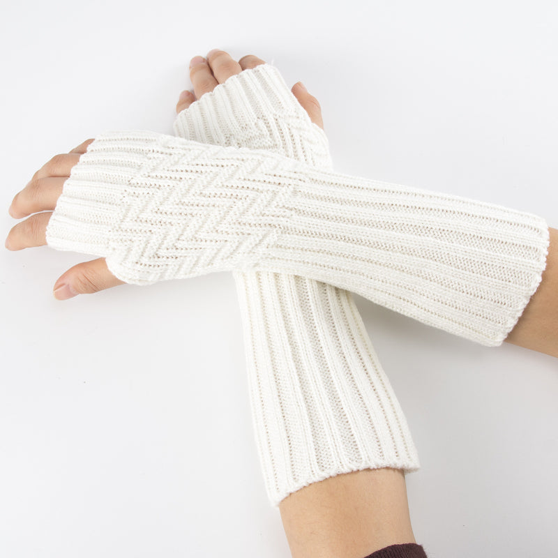 Long Fingerless Gloves White Fashion Aztec Crochet Pattern