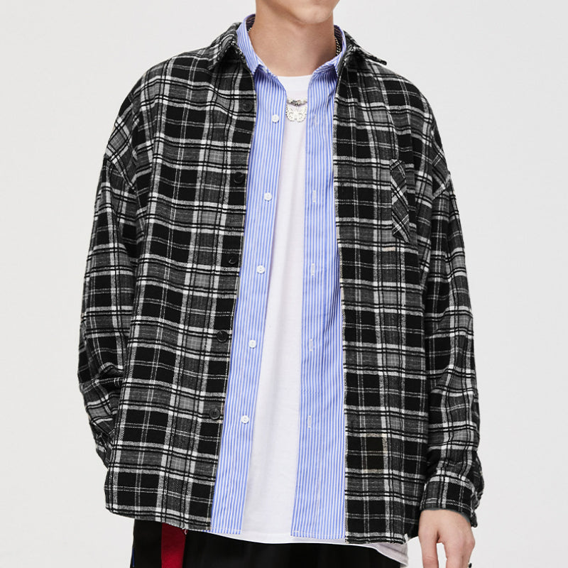 Men's CALIFORNIA Luminous Long Sleeve Shirts Jacket Checks