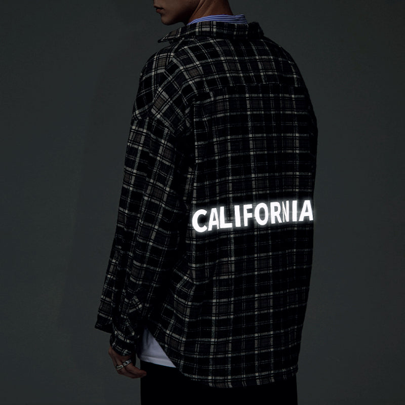 Men's CALIFORNIA Luminous Long Sleeve Shirts Jacket Checks