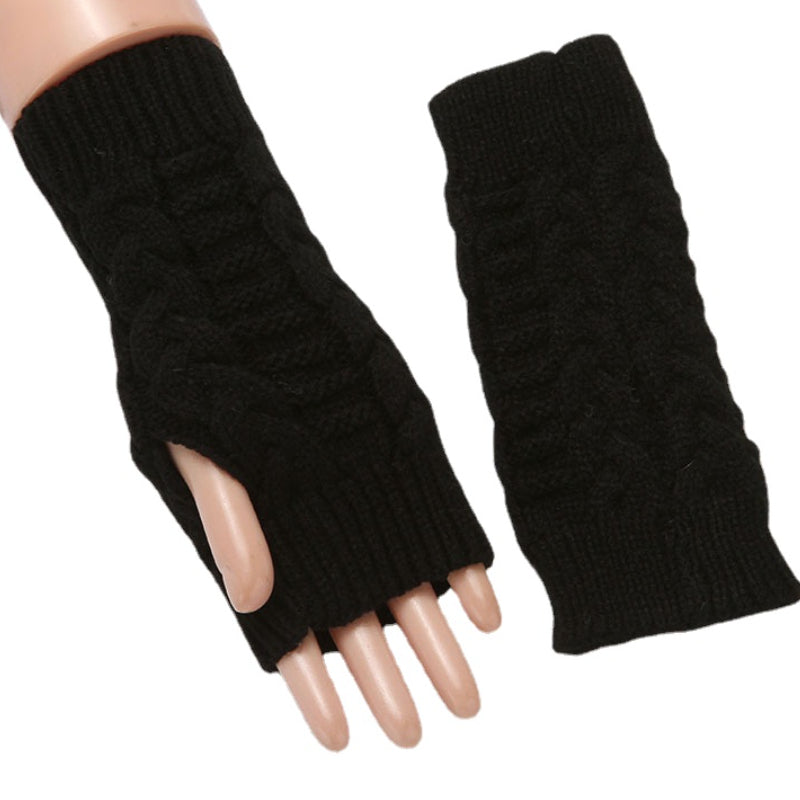 5 Pairs Fingerless Gloves Cable Knitted for Typing