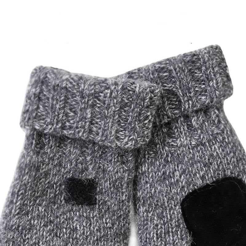 Wool Fingerless Gloves with Flap Unisex Biker Gloves