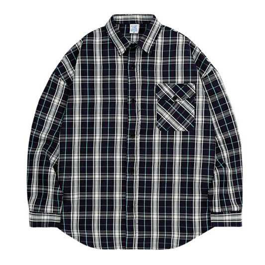 Men's Luminous Print Long Sleeve Shirts Jacket Checks Coat