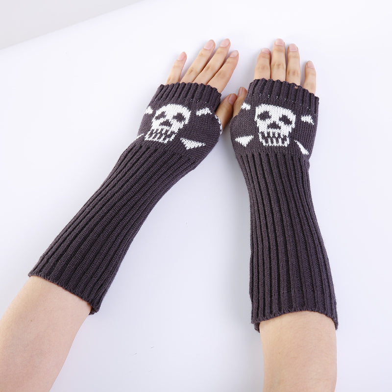 4 in 1 Skull Long Fingerless Gloves Fashion Print