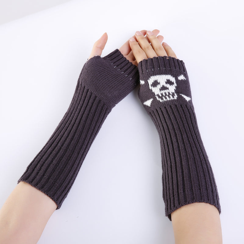 4 in 1 Skull Long Fingerless Gloves Fashion Print