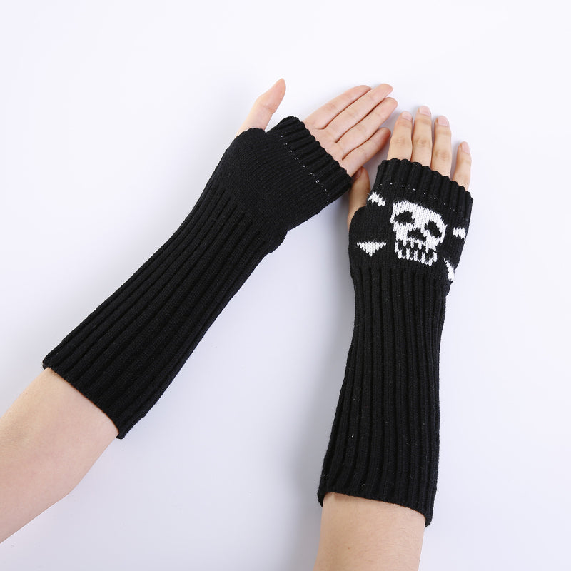 4 in 1 Skull Long Fingerless Gloves Fashion Print