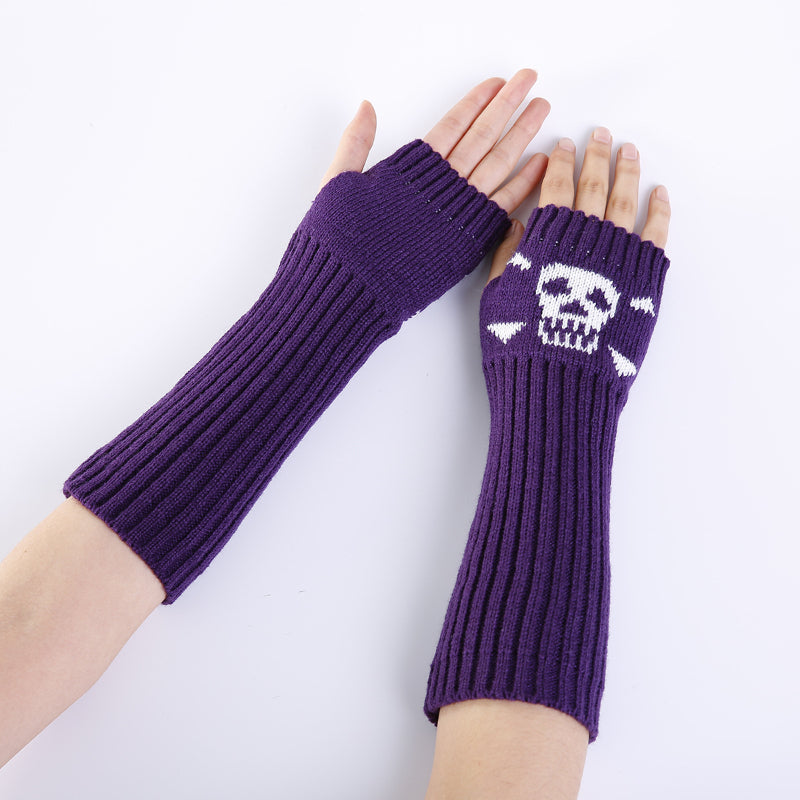 4 in 1 Skull Long Fingerless Gloves Fashion Print