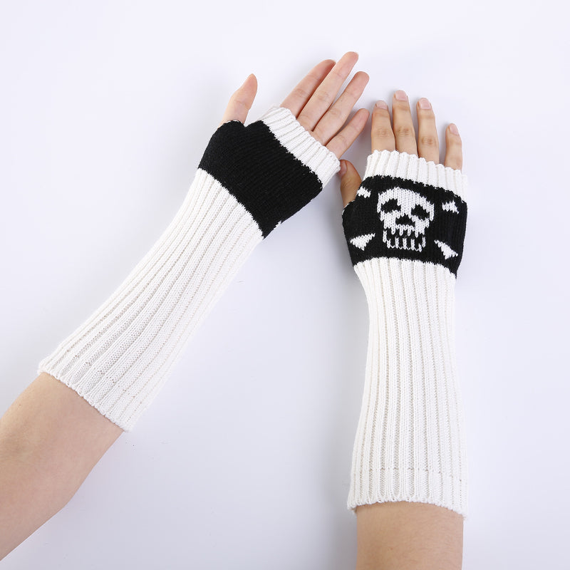 4 in 1 Skull Long Fingerless Gloves Fashion Print