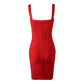Red Bodycon Dress Midi Length