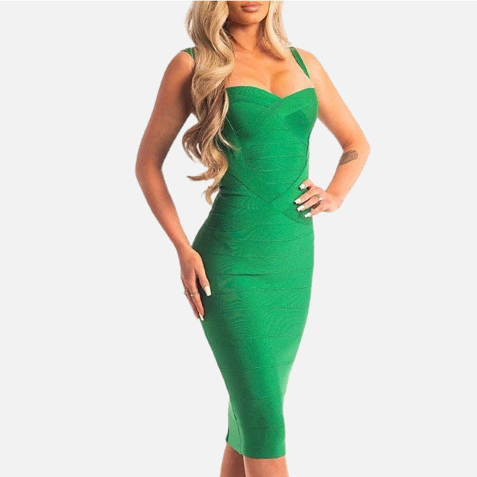 Green Bodycon Dress Midi Length