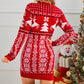 Womens Christmas Sweater Dress Long Sleeve Xmas Snowflack Tree Print