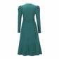 Women's Elegant Cable Knit Winter Dress Crewneck Slim Fit Pullover with Belt in D.Olive