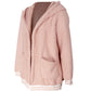 Zip Up Long Sherpa Jacket With Hood Fluffy Fleece in Pink
