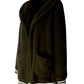 Zip Up Long Sherpa Jacket With Hood Fluffy Fleece in Green