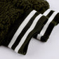Zip Up Long Sherpa Jacket With Hood Fluffy Fleece in Green