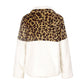 Quarter-Zip Sherpa Pullover Fuzzy Fleece Sweater in White X Leopard