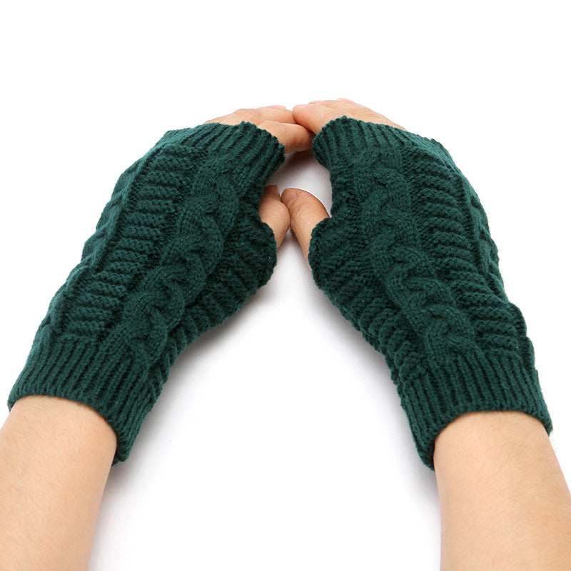 5 Pairs Fingerless Gloves Cable Knitted for Typing