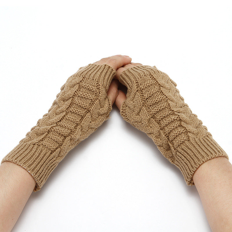 5 Pairs Fingerless Gloves Cable Knitted for Typing