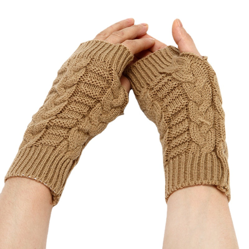 5 Pairs Fingerless Gloves Cable Knitted for Typing