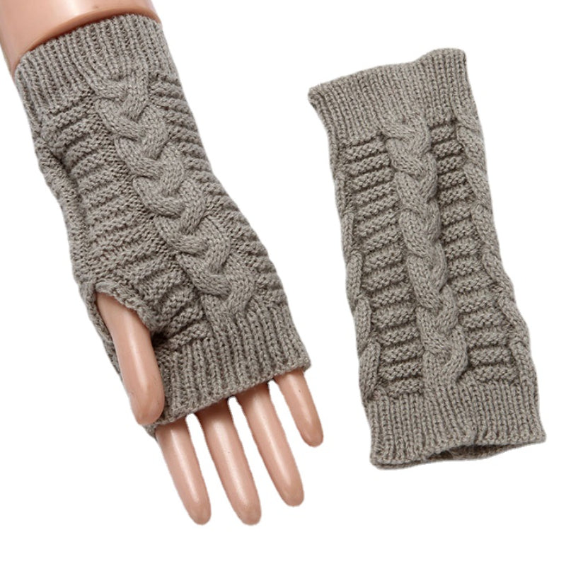 5 Pairs Fingerless Gloves Cable Knitted for Typing