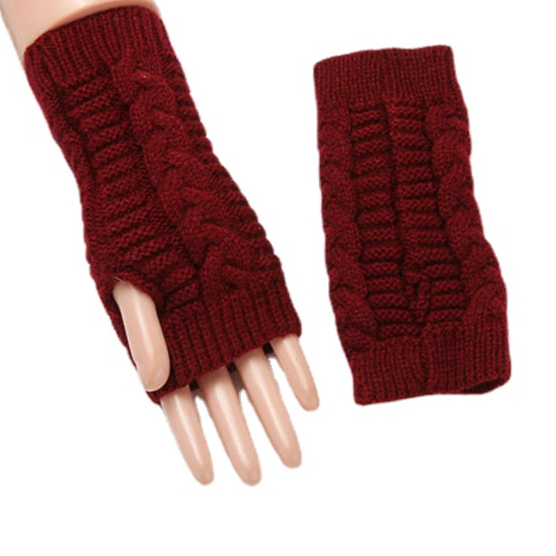 5 Pairs Fingerless Gloves Cable Knitted for Typing