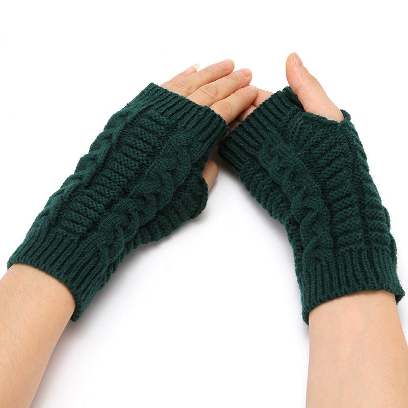 5 Pairs Fingerless Gloves Cable Knitted for Typing