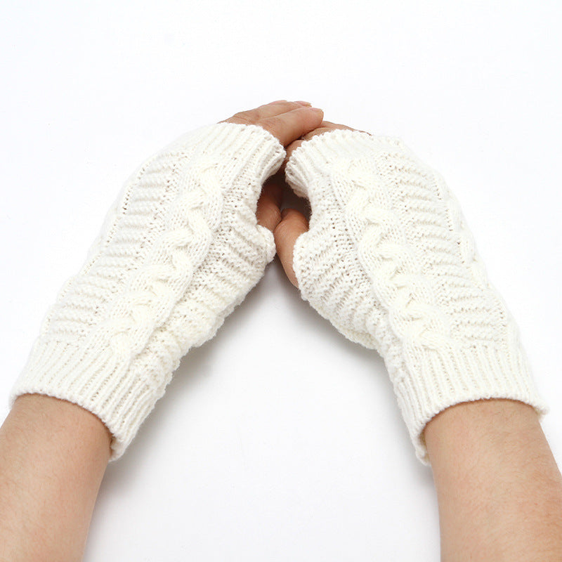 5 Pairs Fingerless Gloves Cable Knitted for Typing