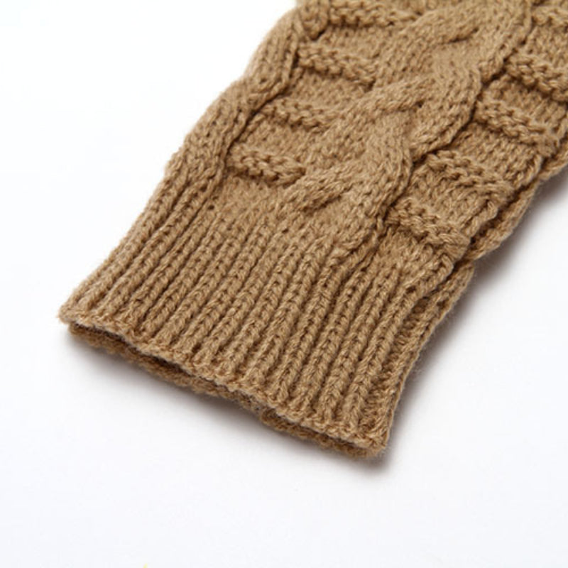 5 Pairs Fingerless Gloves Cable Knitted for Typing