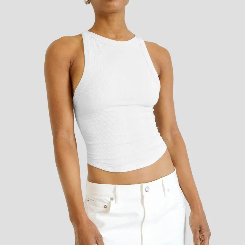 Cropped Tank Top with Tie Back