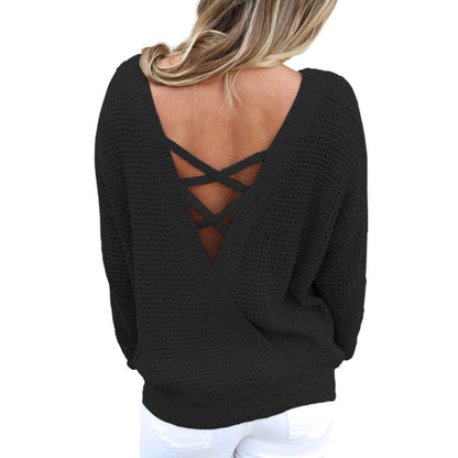 Knit Sweater Backless Sexy Sweater Long Sleeve